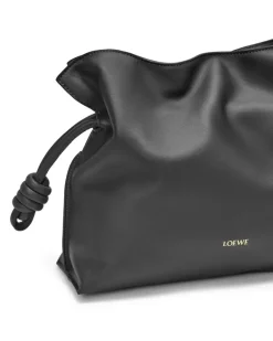 Mittelgroße Clutch Flamenco aus Kalbsnappa Black