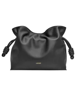 Mittelgroße Clutch Flamenco aus Kalbsnappa Black