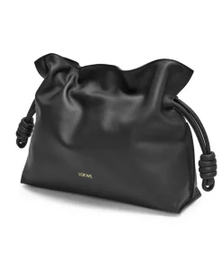 Mittelgroße Clutch Flamenco aus Kalbsnappa Black