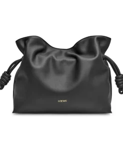 Mittelgroße Clutch Flamenco aus Kalbsnappa Black