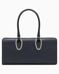 Mittelgroße Henkeltasche aus Leder Schwarz