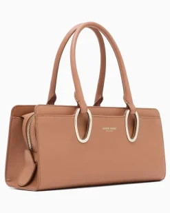 Mittelgroße Henkeltasche aus Leder Braun