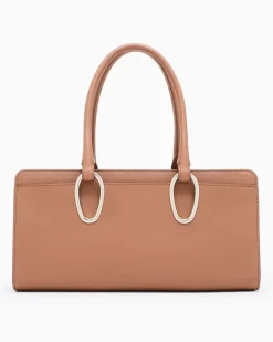 Mittelgroße Henkeltasche aus Leder Braun