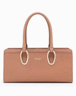 Mittelgroße Henkeltasche aus Leder Braun
