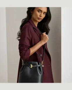 Mittelgroße Leder-Beuteltasche Blaike Black