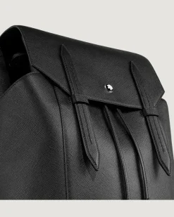 Mittelgroßer Rucksack aus hochwertigem Leder - Schwarz - Leder - MB220421 - Rucksäcke