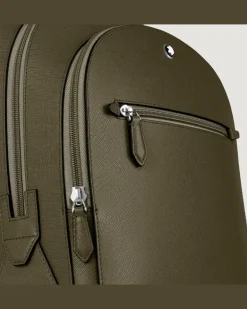 Mittelgroßer Rucksack mit 3 Fächern aus Sartorial Leder - Khaki - Leder - MB221542 - Rucksäcke