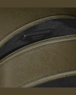 Mittelgroßer Rucksack mit 3 Fächern aus Sartorial Leder - Khaki - Leder - MB221542 - Rucksäcke