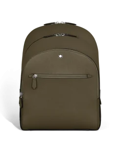 Mittelgroßer Rucksack mit 3 Fächern aus Sartorial Leder - Khaki - Leder - MB221542 - Rucksäcke