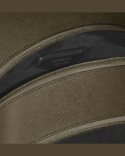 Mittelgroßer Rucksack mit 3 Fächern aus Sartorial Leder - Khaki - Leder - MB221542 - Rucksäcke