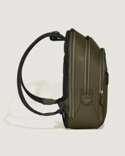 Mittelgroßer Rucksack mit 3 Fächern aus Sartorial Leder - Khaki - Leder - MB221542 - Rucksäcke