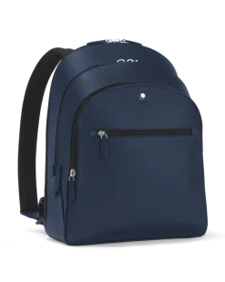 Mittelgroßer Rucksack mit 3 Fächern aus Sartorial Leder - Tintenblau - MB131716 - Rucksäcke