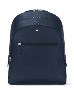 Mittelgroßer Rucksack mit 3 Fächern aus Sartorial Leder - Tintenblau - MB131716 - Rucksäcke