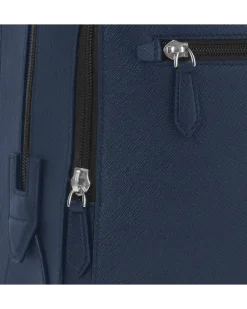 Mittelgroßer Rucksack mit 3 Fächern aus Sartorial Leder - Tintenblau - MB131716 - Rucksäcke