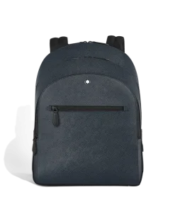 Mittelgroßer Rucksack mit 3 Fächern aus Sartorial Leder - Tweed-Blau - Leder - MB222115 - Rucksäcke