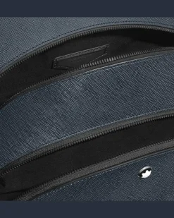 Mittelgroßer Rucksack mit 3 Fächern aus Sartorial Leder - Tweed-Blau - Leder - MB222115 - Rucksäcke