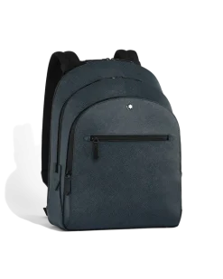 Mittelgroßer Rucksack mit 3 Fächern aus Sartorial Leder - Tweed-Blau - Leder - MB222115 - Rucksäcke