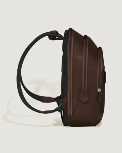 Mittelgroßer Rucksack mit 3 Fächern aus Sartorial Leder - Ebony colour - Leder - MB222929 - Rucksäcke