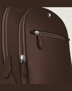 Mittelgroßer Rucksack mit 3 Fächern aus Sartorial Leder - Ebony colour - Leder - MB222929 - Rucksäcke