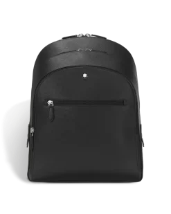 Mittelgroßer Rucksack mit 3 Fächern aus Sartorial Leder - Schwarz - Leder - MB130275 - Rucksäcke