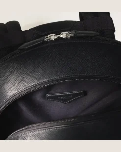 Mittelgroßer Rucksack mit 3 Fächern aus Sartorial Leder - Schwarz - Leder - MB130275 - Rucksäcke