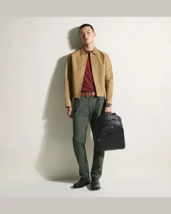 Mittelgroßer Rucksack mit 3 Fächern aus Sartorial Leder - Schwarz - Leder - MB130275 - Rucksäcke