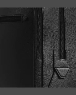 Mittelgroßer Rucksack mit 3 Fächern aus Sartorial Leder - Schwarz - Leder - MB130275 - Rucksäcke