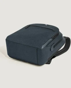 Mittelgroßer Rucksack mit 3 Fächern aus Sartorial Leder - Tweed-Blau - Leder - MB220335 - Rucksäcke