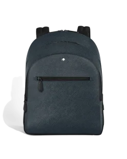 Mittelgroßer Rucksack mit 3 Fächern aus Sartorial Leder - Tweed-Blau - Leder - MB220335 - Rucksäcke