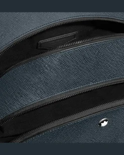 Mittelgroßer Rucksack mit 3 Fächern aus Sartorial Leder - Tweed-Blau - Leder - MB220335 - Rucksäcke
