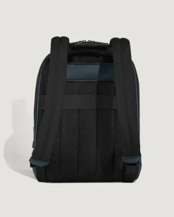 Mittelgroßer Rucksack mit 3 Fächern aus Sartorial Leder - Tweed-Blau - Leder - MB220335 - Rucksäcke