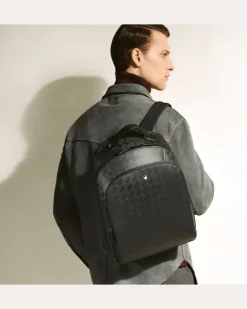 Mittelgroßer Rucksack mit 3 Fächern aus Extreme Leder - Schwarz - Leder - MB199847 - Rucksäcke