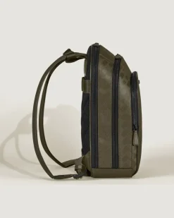 Mittelgroßer Rucksack mit 3 Fächern aus Extreme Leder - Khaki - Leder - MB221594 - Rucksäcke