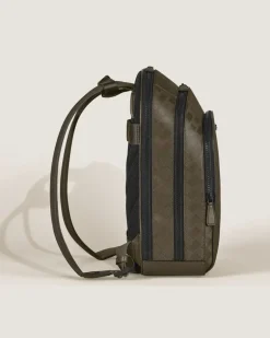 Mittelgroßer Rucksack mit 3 Fächern aus Extreme Leder - Khaki - Leder - MB221594 - Rucksäcke