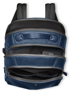 Mittelgroßer Rucksack mit 3 Fächern aus Extreme Leder - Tintenblau - Leder - MB198047 - Rucksäcke