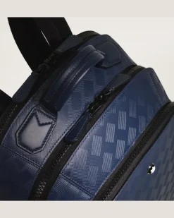 Mittelgroßer Rucksack mit 3 Fächern aus Extreme Leder - Tintenblau - Leder - MB198047 - Rucksäcke