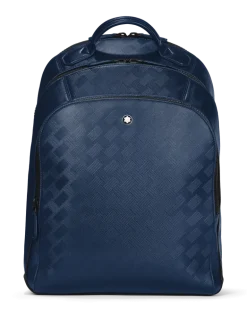 Mittelgroßer Rucksack mit 3 Fächern aus Extreme Leder - Tintenblau - Leder - MB198047 - Rucksäcke