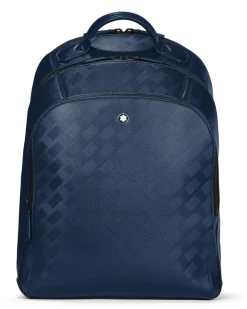 Mittelgroßer Rucksack mit 3 Fächern aus Extreme Leder - Tintenblau - Leder - MB198047 - Rucksäcke