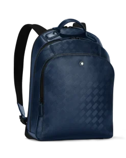 Mittelgroßer Rucksack mit 3 Fächern aus Extreme Leder - Tintenblau - Leder - MB198047 - Rucksäcke