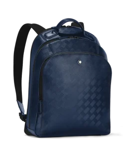 Mittelgroßer Rucksack mit 3 Fächern aus Extreme Leder - Tintenblau - Leder - MB198047 - Rucksäcke