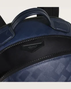 Mittelgroßer Rucksack mit 3 Fächern aus Extreme Leder - Tintenblau - Leder - MB198047 - Rucksäcke