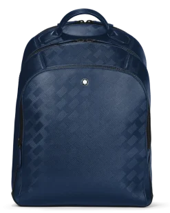 Mittelgroßer Rucksack mit 3 Fächern aus Extreme Leder - Tintenblau - Leder - MB198047 - Rucksäcke
