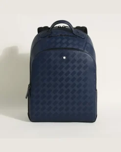 Mittelgroßer Rucksack mit 3 Fächern aus Extreme Leder - Tintenblau - Leder - MB198047 - Rucksäcke