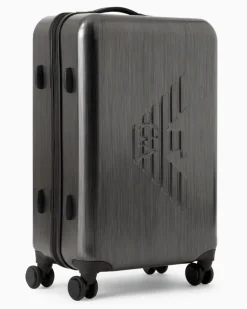 Mittelgroßer Trolley aus ABS mit Maxi-Adler in Relief-Optik Grau