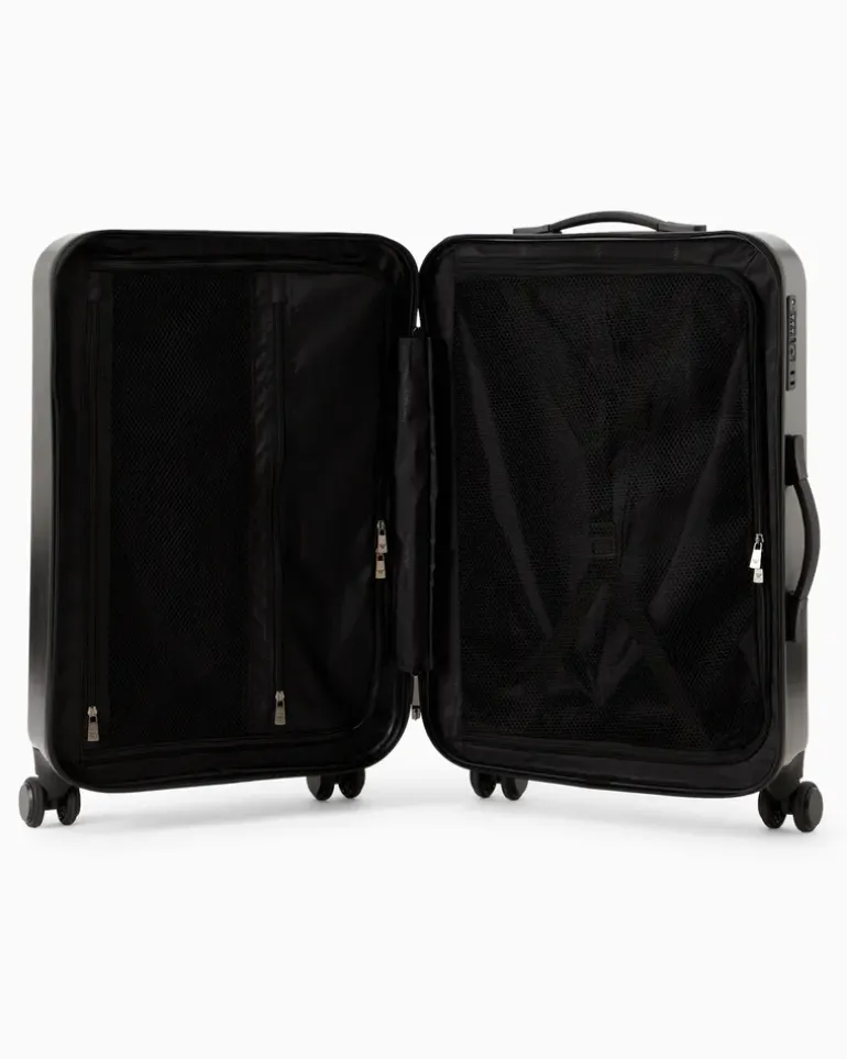 Mittelgroßer Trolley aus ABS mit Maxi-Adler in Relief-Optik Grau