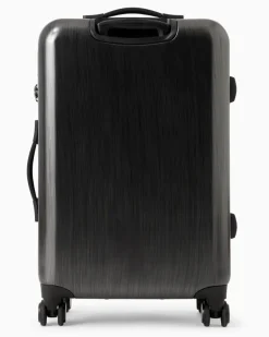 Mittelgroßer Trolley aus ABS mit Maxi-Adler in Relief-Optik Grau
