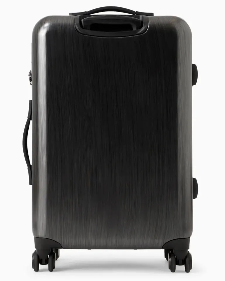 Mittelgroßer Trolley aus ABS mit Maxi-Adler in Relief-Optik Grau