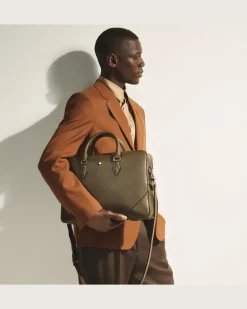 Mittelgroße Schreibmappe aus Grain Leder - Khaki - Leder - MB220455 - Dokumententaschen