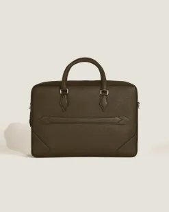Mittelgroße Schreibmappe aus Grain Leder - Khaki - Leder - MB220455 - Dokumententaschen