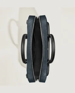 Mittelgroße Schreibmappe mit Tasche aus Sartorial Leder - Tweed-Blau - Leder - MB220332 - Dokumententaschen